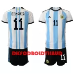 Argentina Angel Di Maria 11 Fodboldtrøje Børn Hjemmebane VM 2022
