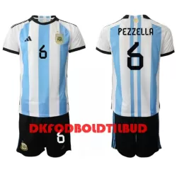Argentina German Pezzella 6 Fodboldtrøje Børn Hjemmebane VM 2022