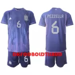 Argentina German Pezzella 6 Fodboldtrøje Børn Udebane VM 2022