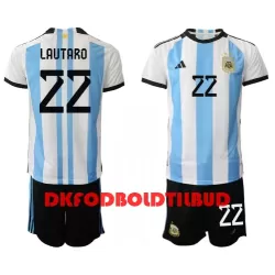 Argentina Lautaro Martinez 22 Fodboldtrøje Børn Hjemmebane VM 2022