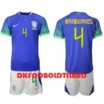 Brasilien Marquinhos 4 Fodboldtrøje Børn Udebane VM 2022