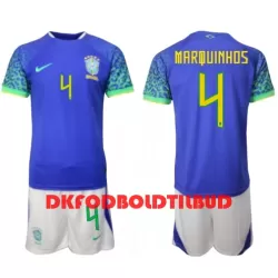 Brasilien Marquinhos 4 Fodboldtrøje Børn Udebane VM 2022