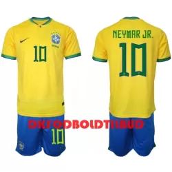 Brasilien Neymar Jr 10 Fodboldtrøje Børn Hjemmebane VM 2022