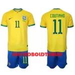Brasilien Philippe Coutinho 11 Fodboldtrøje Børn Hjemmebane VM 2022