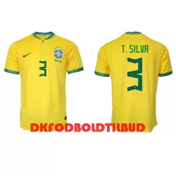 Brasilien Thiago Silva 3 Fodboldtrøje Herre Hjemmebane VM 2022