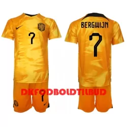 Holland Steven Bergwijn 7 Fodboldtrøje Børn Hjemmebane VM 2022