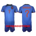 Holland Steven Bergwijn 7 Fodboldtrøje Børn Udebane VM 2022