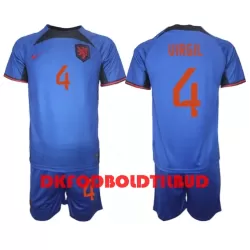 Holland Virgil van Dijk 4 Fodboldtrøje Børn Udebane VM 2022 Holland Virgil van Dijk 4 Fodboldtrøje Børn Udebane VM 2022