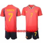Spanien Alvaro Morata 7 Fodboldtrøje Børn Hjemmebane VM 2022