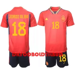 Spanien Jordi Alba 18 Fodboldtrøje Børn Hjemmebane VM 2022