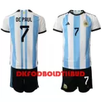 Argentina de Paul 7 Fodboldtrøje Børn Hjemmebane VM 2022