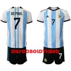 Argentina de Paul 7 Fodboldtrøje Børn Hjemmebane VM 2022