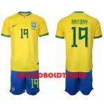 Brasilien Antony 19 Fodboldtrøje Børn Hjemmebane VM 2022