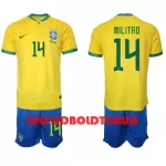 Brasilien Eder Militão 14 Fodboldtrøje Børn Hjemmebane VM 2022