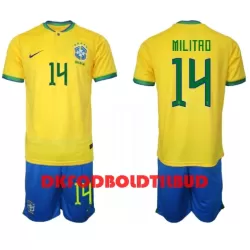 Brasilien Eder Militão 14 Fodboldtrøje Børn Hjemmebane VM 2022