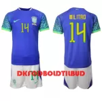 Brasilien Eder Militão 14 Fodboldtrøje Børn Udebane VM 2022