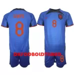 Holland Cody Gakpo 8 Fodboldtrøje Børn Udebane VM 2022