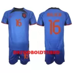 Holland Tyrell Malacia 16 Fodboldtrøje Børn Udebane VM 2022