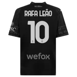AC Milan Rafael Leao 10 Fodboldtrøje Herre Fjerde 23/24 Sort
