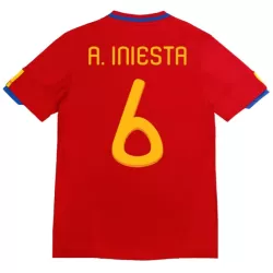 Spanien A. Iniesta 6 2010 Fodboldtrøje Herre Hjemmebane Retro