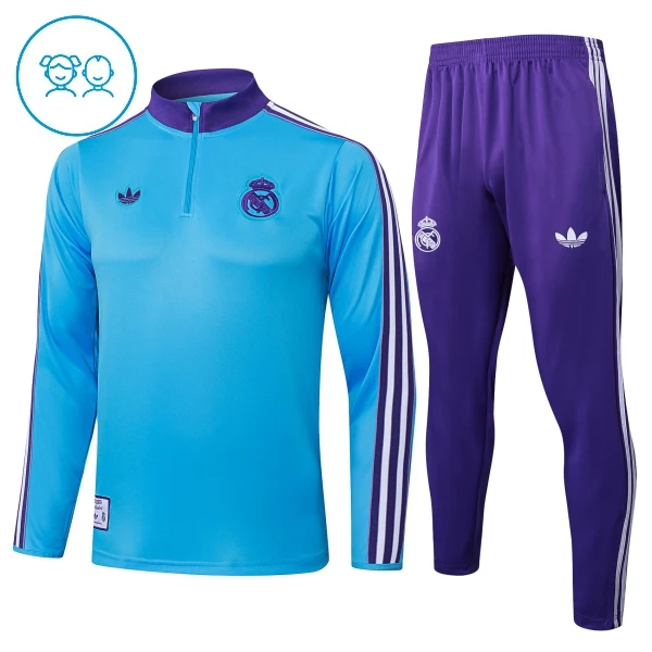 Real Madrid Trænings sweatshirt sæt Børn 25/26 Blå Real Madrid Trænings sweatshirt sæt Børn 25/26 Blå