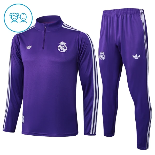 Real Madrid Trænings sweatshirt sæt Børn 25/26 Lilla Real Madrid Trænings sweatshirt sæt Børn 25/26 Lilla