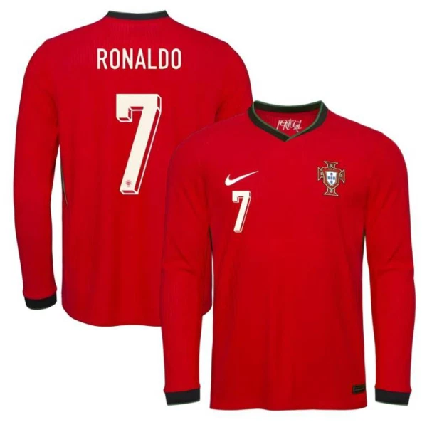 Portugal Ronaldo 7 Fodboldtrøje Herre Hjemmebane 2025 Langærmet Portugal Ronaldo 7 Fodboldtrøje Herre Hjemmebane 2025 Langærmet