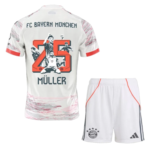 FC Bayern München Thomas Müller 25 Fodboldtrøje Børn Udebane 25/26 Speciel FC Bayern München Thomas Müller 25 Fodboldtrøje Børn Udebane 25/26 Speciel