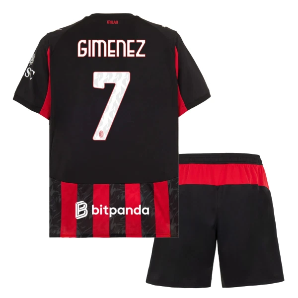 AC Milan Gimenez 7 Fodboldtrøje Børn Hjemmebane 25/26 AC Milan Gimenez 7 Fodboldtrøje Børn Hjemmebane 25/26
