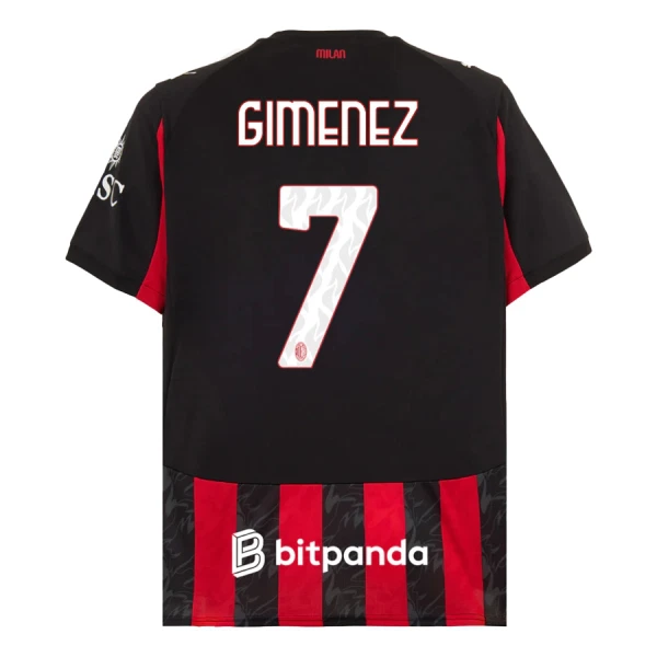 AC Milan Gimenez 7 Fodboldtrøje Herre Hjemmebane 25/26 AC Milan Gimenez 7 Fodboldtrøje Herre Hjemmebane 25/26