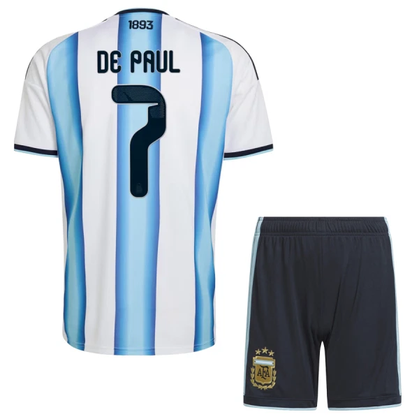 Argentina De Paul 7 Fodboldtrøje Børn Hjemmebane VM 2026