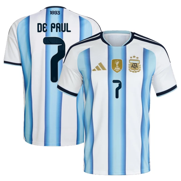 Argentina De Paul 7 Fodboldtrøje Herre Hjemmebane VM 2026