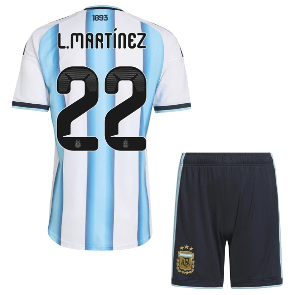 Argentina Lautaro Martinez 22 Fodboldtrøje Børn Hjemmebane VM 2026