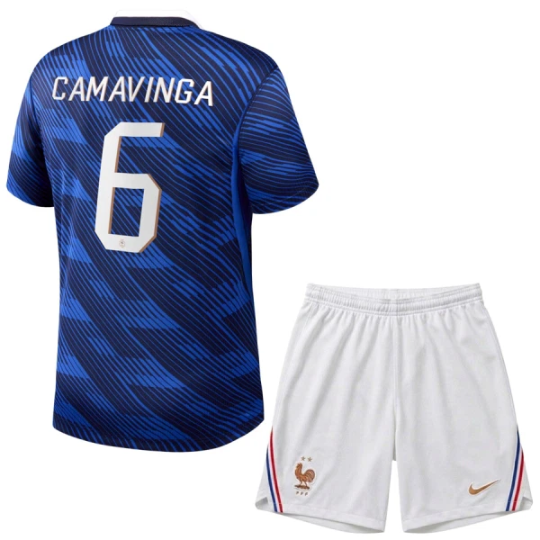 Frankrig Camavinga 6 Fodboldtrøje Børn Hjemmebane VM 2026