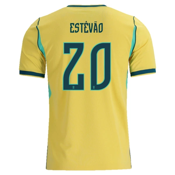 Brasilien Estevao 20 Fodboldtrøje Herre Hjemmebane VM 2026 Brasilien Estevao 20 Fodboldtrøje Herre Hjemmebane VM 2026