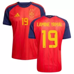 Spanien 2 Stars Lamine Yamal 19 Fodboldtrøje Herre Hjemmebane VM 2026 Spanien 2 Stars Lamine Yamal 19 Fodboldtrøje Herre Hjemmebane VM 2026