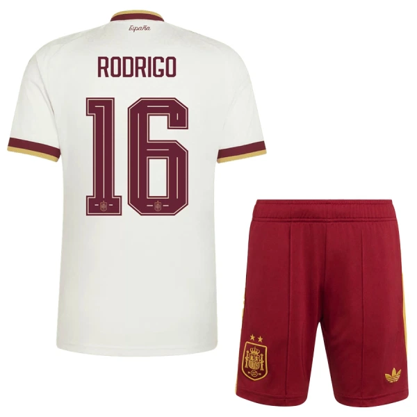 Spanien 2 Stars Rodrigo 16 Fodboldtrøje Børn Udebane VM 2026 Spanien 2 Stars Rodrigo 16 Fodboldtrøje Børn Udebane VM 2026